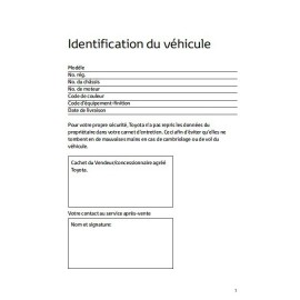 Toyota Czysta Francuska Książka Serwisowa od 2010